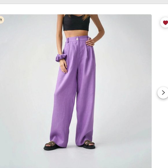 WHITE Linen / cotton blend loose slacks - Picture 3 of 4